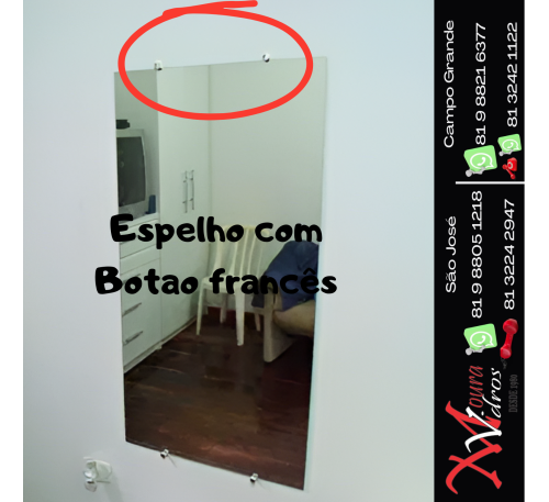 ESPELHO COM BOTÃO FRANCES MODELO